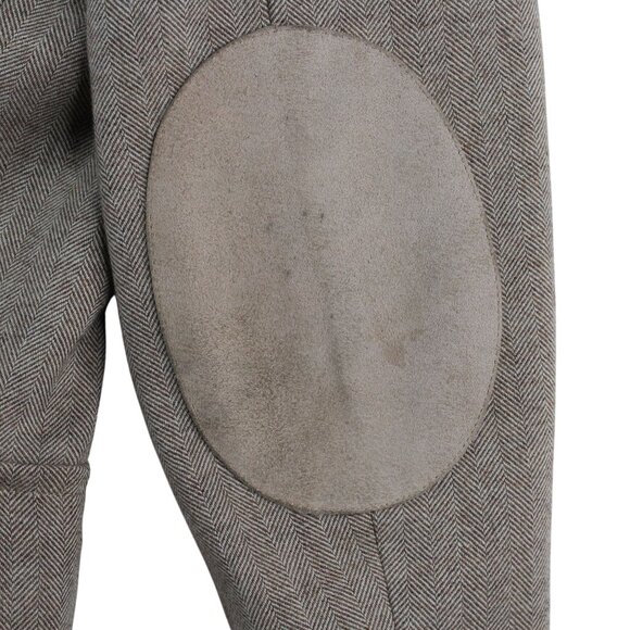 Sports Coat Mens 46L Wool Blend Elbow Patches Herringbone Lt Brown Single Vent - Picture 13 of 16